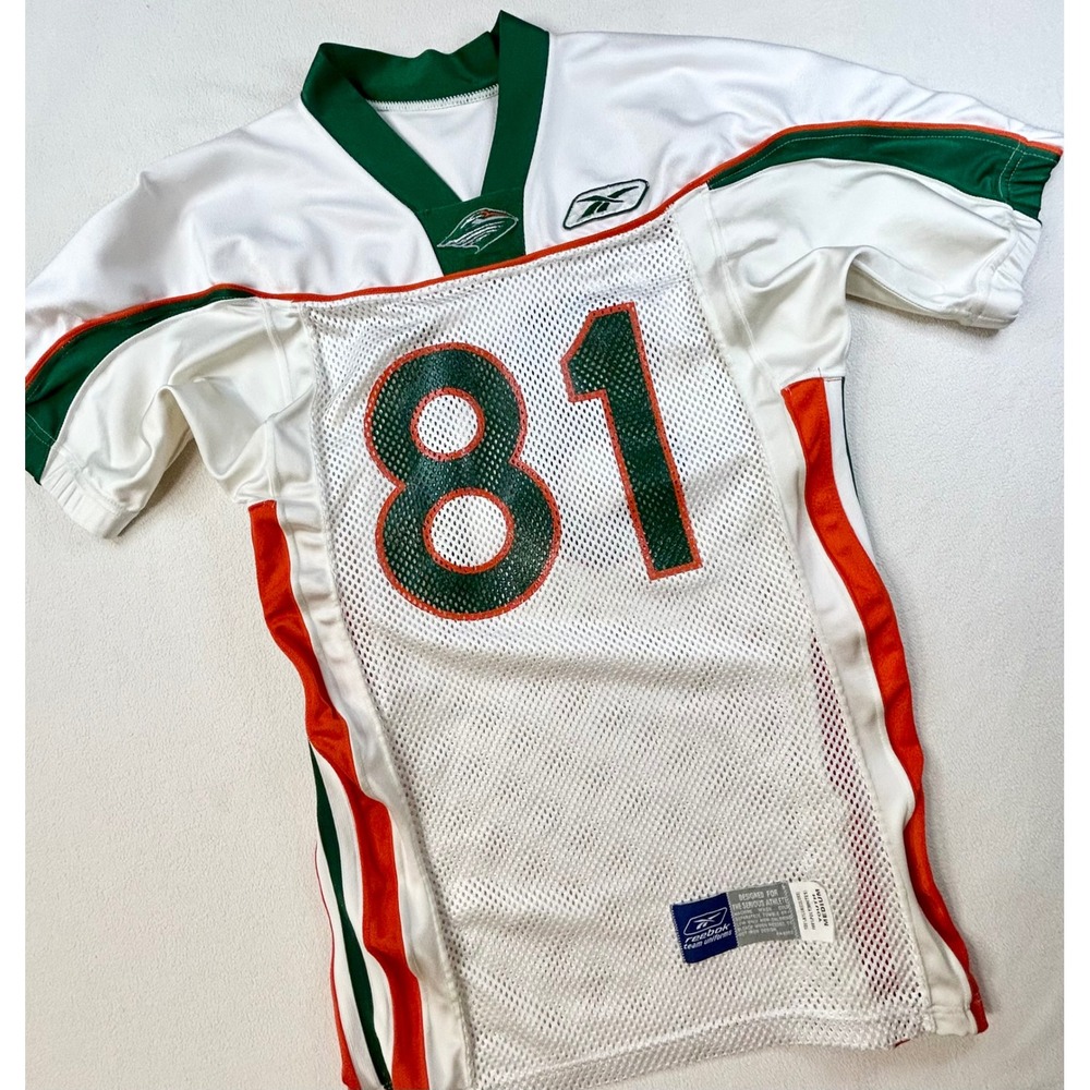 MIAMI HURRICANES Youth Medium Football Uniform 81 Mesh Reebok Sportswear